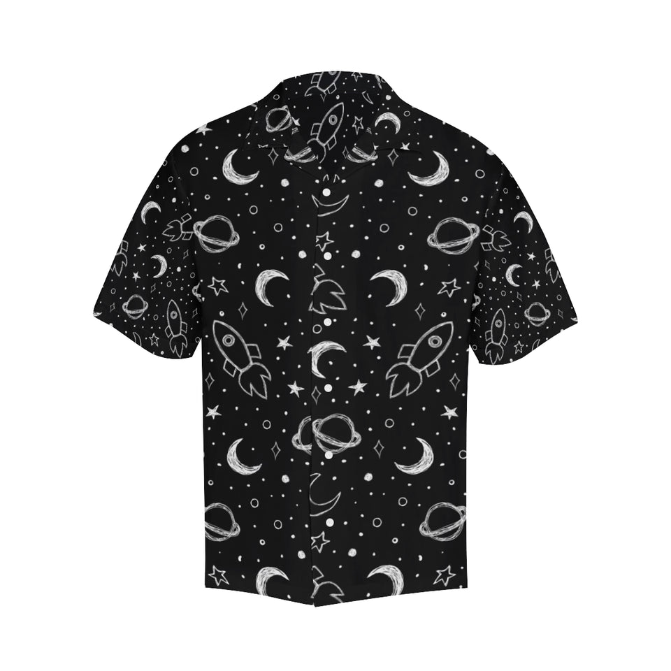 Hand drawn space rocket star planet Men's All Over Print Hawaiian Shirt