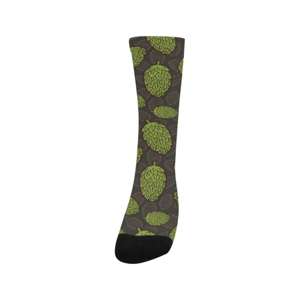 Hop pattern black background Crew Socks