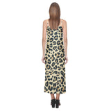 Leopard print design pattern V-Neck Open Fork Long Dress