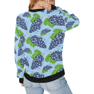 Watercolor grape pattern Women's Crew Neck Sweatshirt