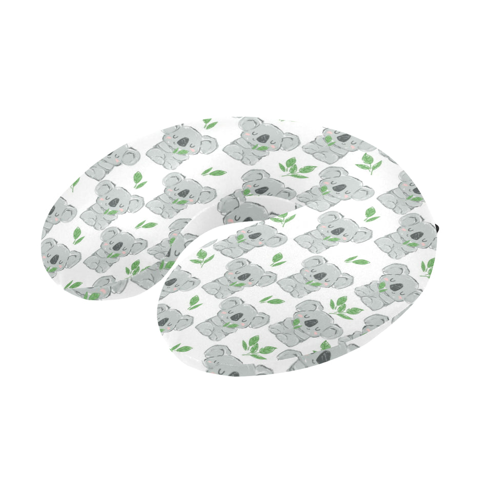 Hand drawn Koala leaves pattern U-Shaped Travel Neck Pillow