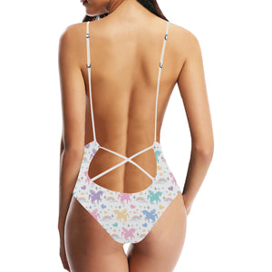 colorful unicorn rainbow heart pattern Women's One-Piece Swimsuit