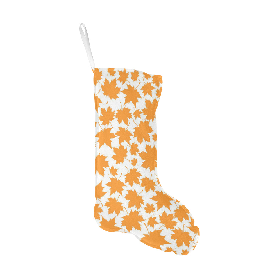 Orange Maple Leaf pattern Christmas Stocking