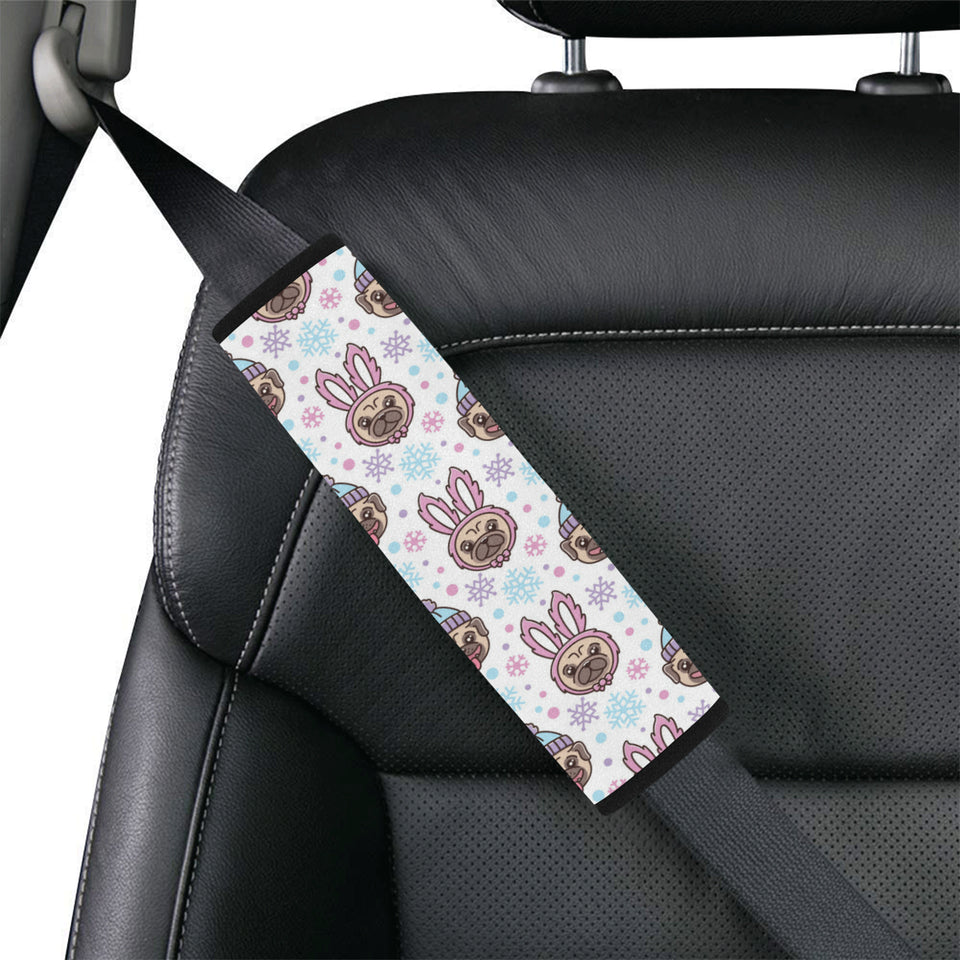 Cute pug hat rabbit costume pattern Car Seat Belt Cover