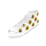 sunflowers design pattern Women's High Top Canvas Shoes White