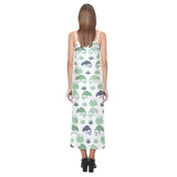 Chameleon lizard succulent plant pattern V-Neck Open Fork Long Dress