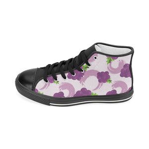 Cute Grape pattern Women's High Top Canvas Shoes Black