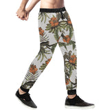 Monkey red hibiscus flower palm leaves floral patt Unisex Casual Sweatpants
