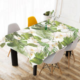 White orchid flower tropical leaves pattern Tablecloth