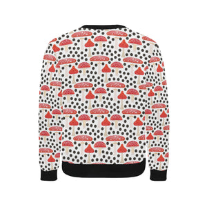 Red mushroom dot pattern Men's Crew Neck Sweatshirt