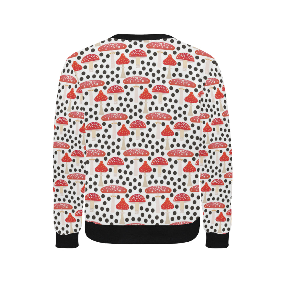 Red mushroom dot pattern Men's Crew Neck Sweatshirt