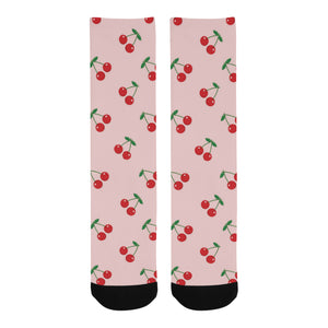 cherry pattern pink background Crew Socks