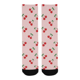 cherry pattern pink background Crew Socks