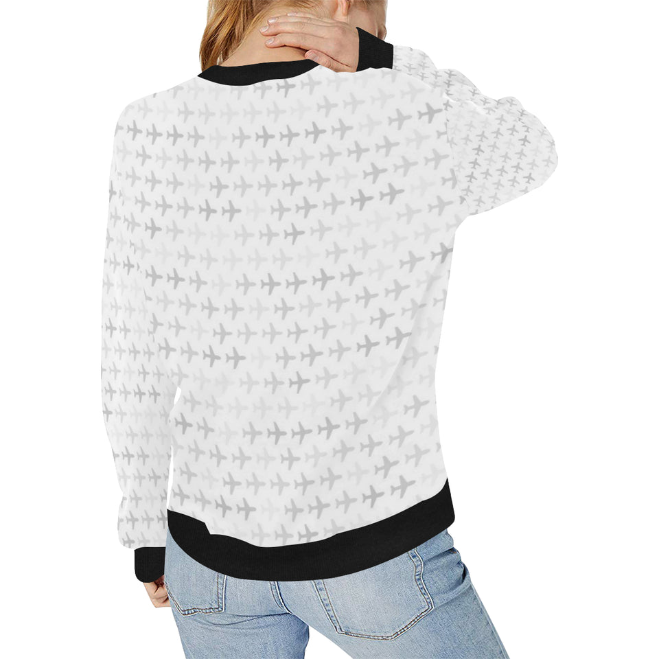 Airplane print pattern Women's Crew Neck Sweatshirt