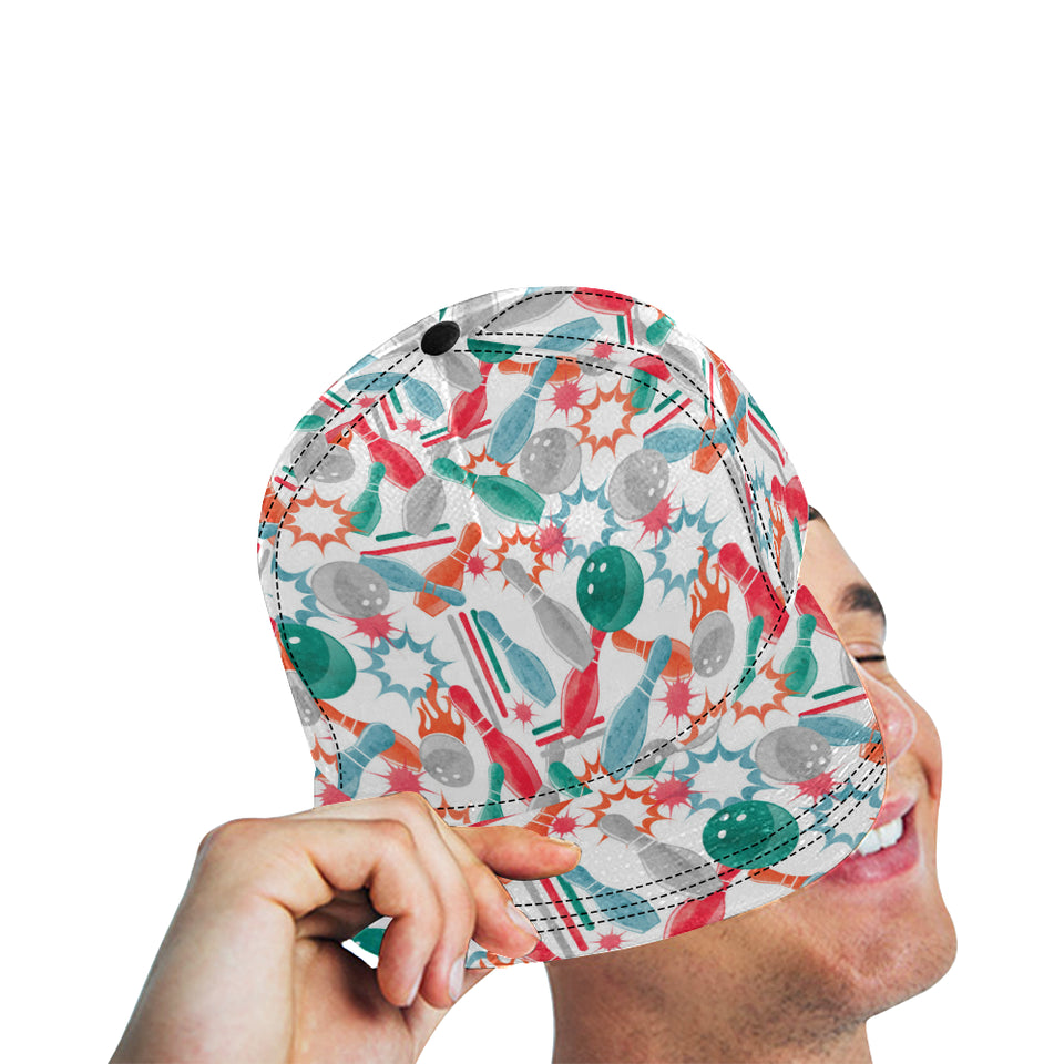 Watercolor bowling pattern All Over Print Snapback Cap