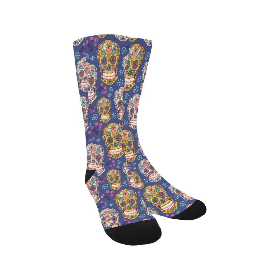 Sugar skull flower pattern Crew Socks