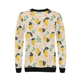 lemon flower leave pattern Women's Crew Neck Sweatshirt