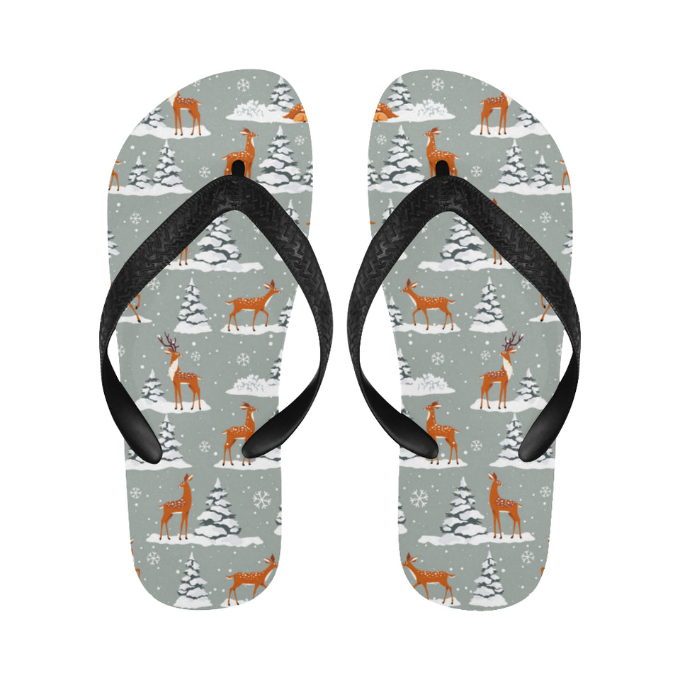 Beautiful deers Winter Christmas Unisex Flip Flops