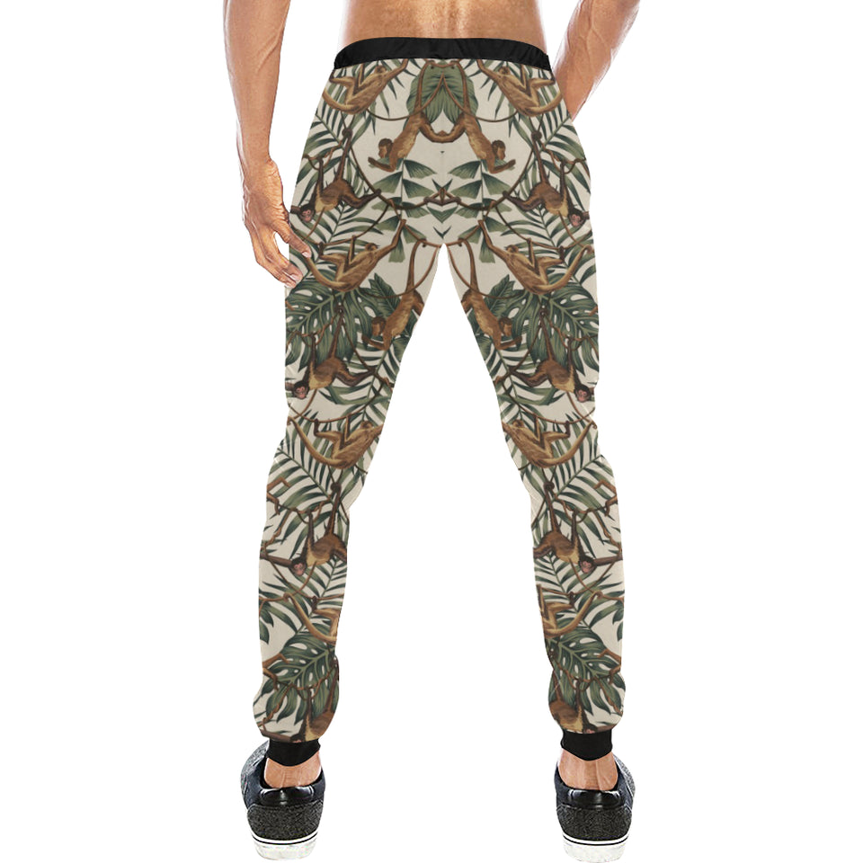 Monkey tropical leaves background Unisex Casual Sweatpants