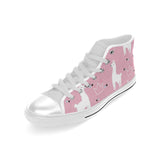 Llama Alpaca pink background Men's High Top Canvas Shoes White