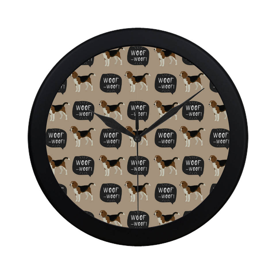 Beagle pattern Elegant Black Wall Clock