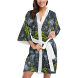 blueberry pattern Women's Short Kimono Robe