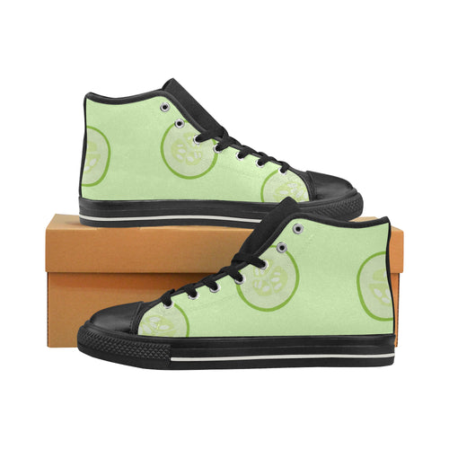 Cucumber pattern Women's High Top Canvas Shoes Black