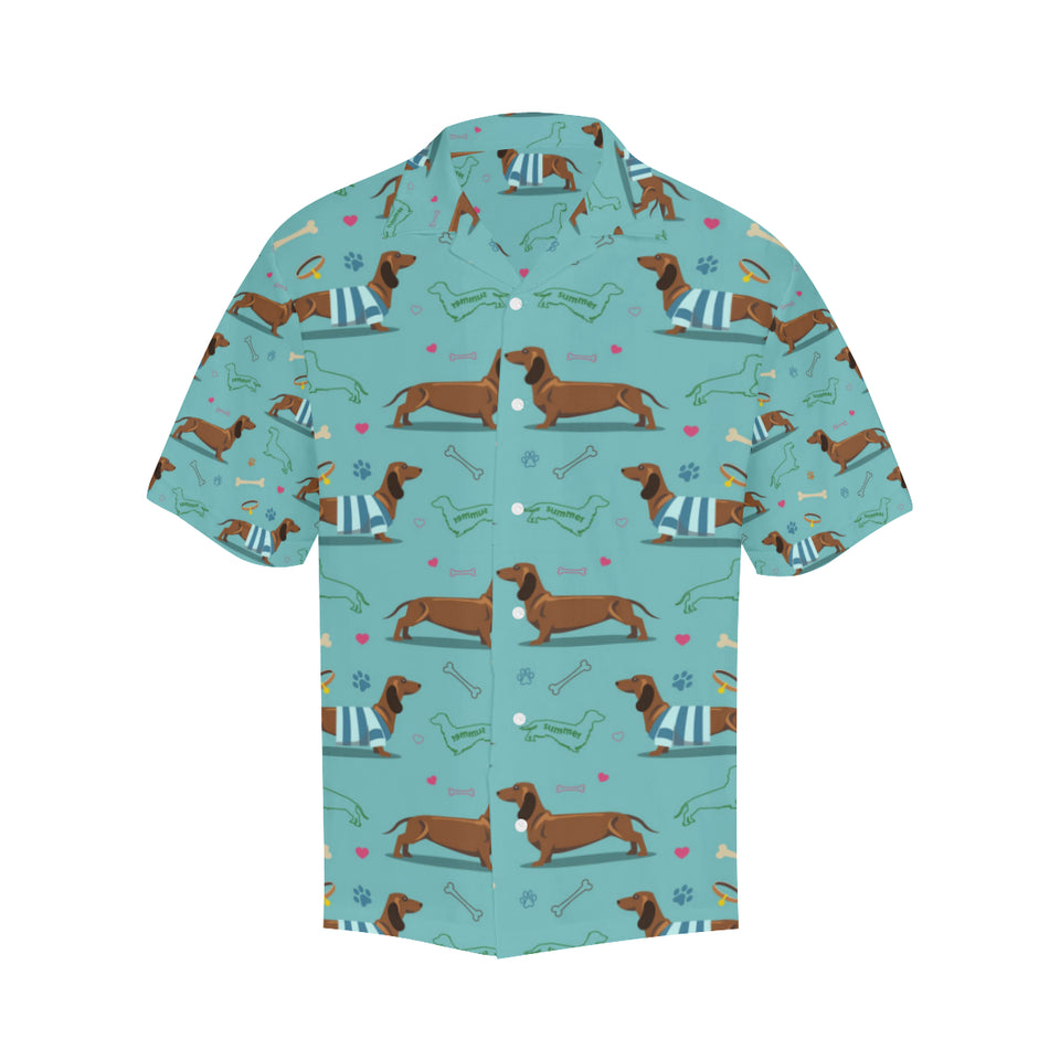 Dachshund decorative background Men's All Over Print Hawaiian Shirt
