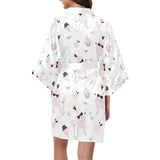 Poodle dog rose cake pattern Women's Short Kimono Robe