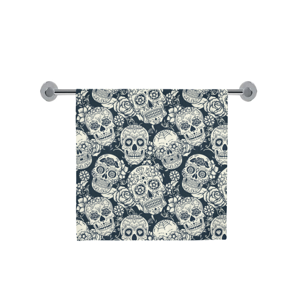 Sugar skull black white pattern Bath Towel