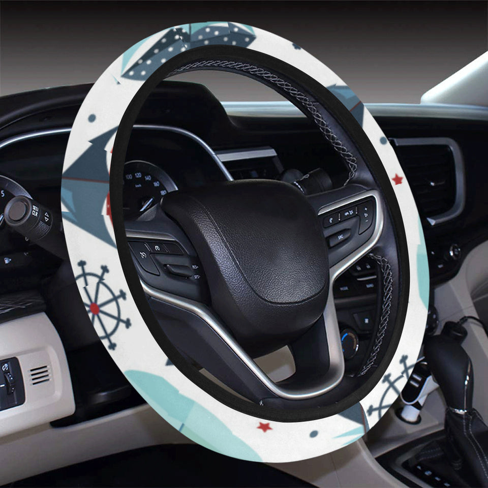 Cute color paper sailboat pattern Car Steering Wheel Cover