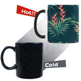 heliconia flowers, palm and monstera leaves on bla Morphing Mug Heat Changing Mug