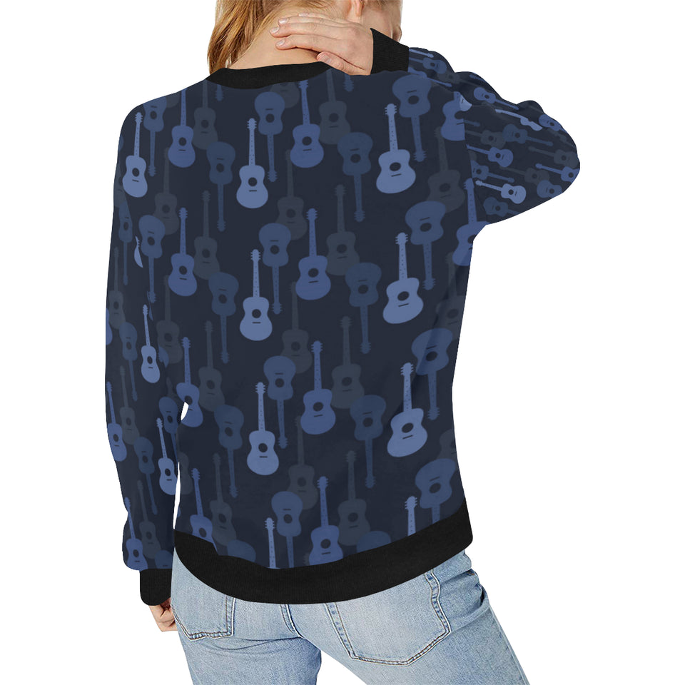 Blue Theme guitar pattern Women's Crew Neck Sweatshirt
