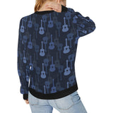 Blue Theme guitar pattern Women's Crew Neck Sweatshirt