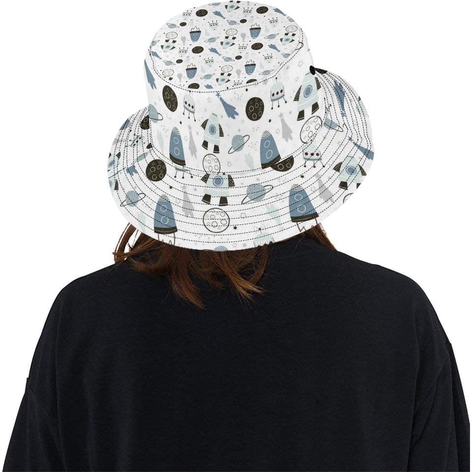 Hand drawn space elements space rocket star planet Unisex Bucket Hat