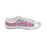 Chameleon lizard pattern pink background Men's Low Top Shoes White