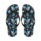 Skull flower roses leave pattern Unisex Flip Flops