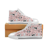 Cows milk product pink background Women's High Top Canvas Shoes White