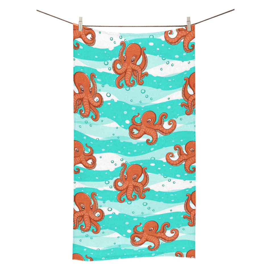 Octopuses sea wave background Bath Towel