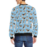 Beagle dog blue background pattern Men's Crew Neck Sweatshirt