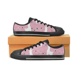 Llama Alpaca pink background Men's Low Top Canvas Shoes Black