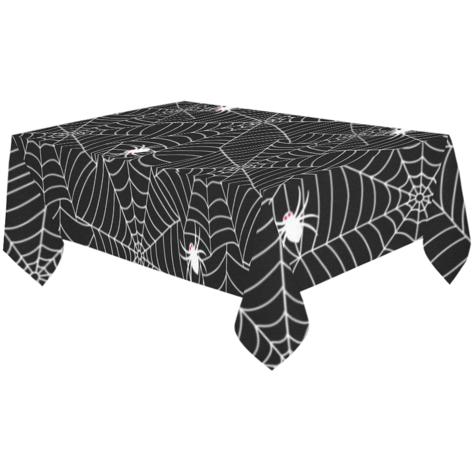 Spider web design pattern Black background white c Tablecloth