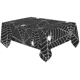 Spider web design pattern Black background white c Tablecloth