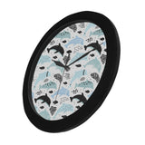 Cute dolphins Childish Style pattern Elegant Black Wall Clock