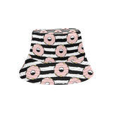 Donuts pink icing striped pattern Unisex Bucket Hat