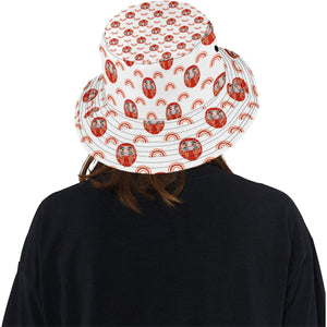 Daruma japanese wooden doll design pattern Unisex Bucket Hat