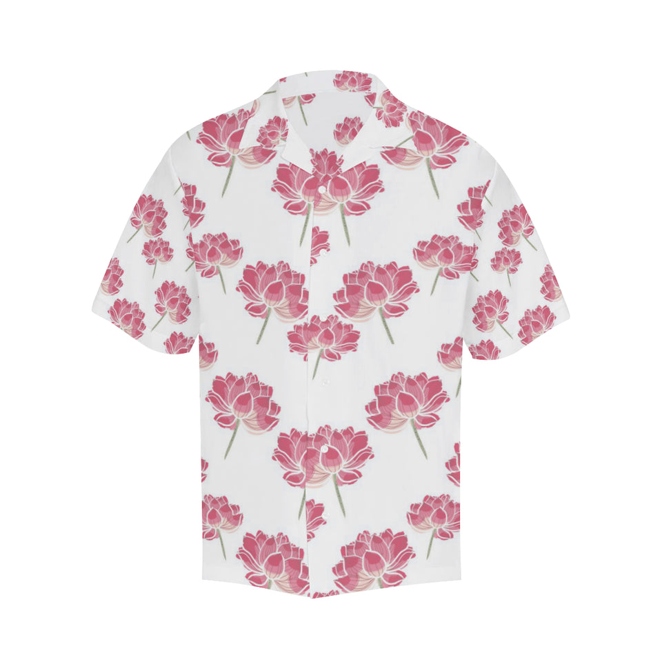 Pink lotus waterlily pattern Men's All Over Print Hawaiian Shirt