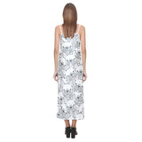 Cute french bulldog head pattern V-Neck Open Fork Long Dress