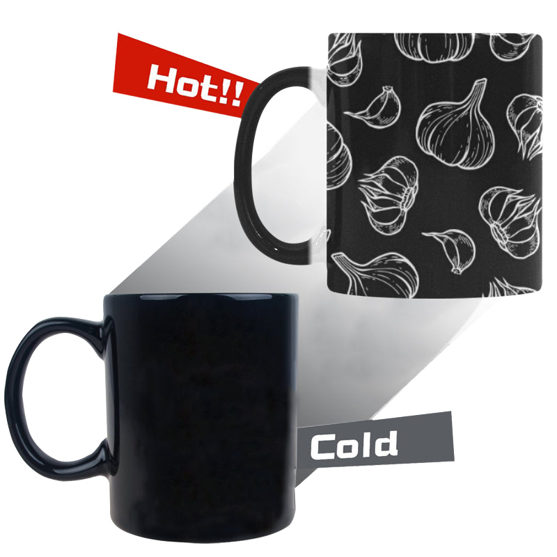 Garlic pattern black background Morphing Mug Heat Changing Mug