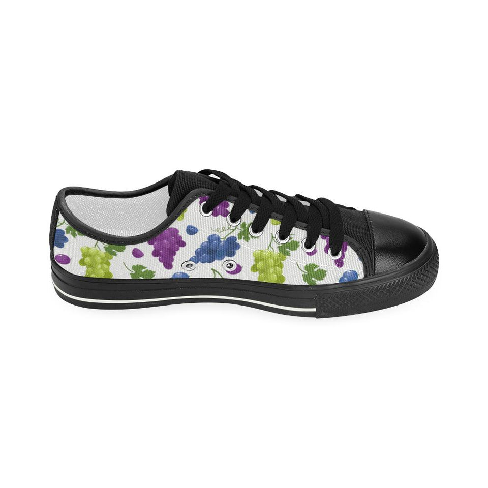 Grape pattern Kids' Boys' Girls' Low Top Canvas Shoes Black